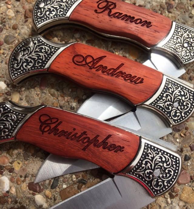 6 Personalized Knives, Custom Engraved Groomsmen Gift, Pocket Knife