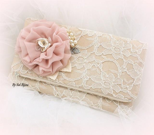 Lace Clutch, Bridal, Wedding, Handbag, Mother Of The Bride, Champagne, Tan, Ivory, Rose, Blush