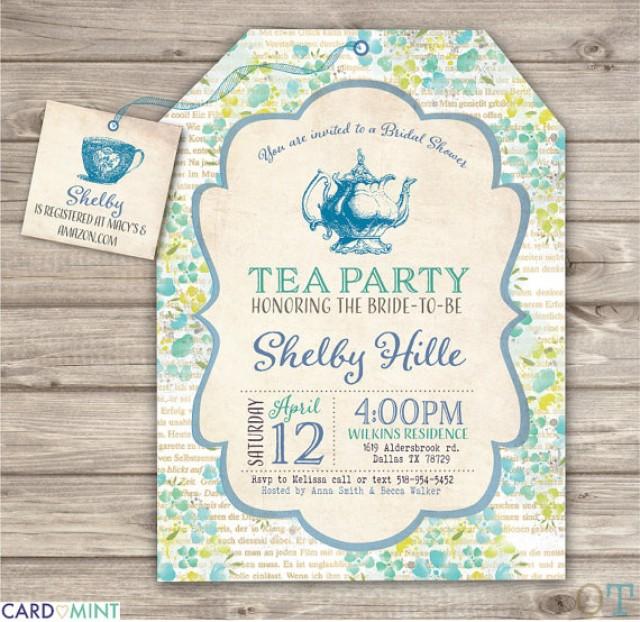 26 Blue Bridal Tea Party Shower Invitations Book Inserts Tea Party Bridal Shower Invitations
