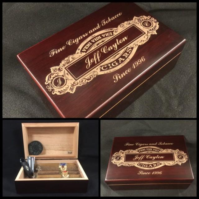 Custom Engraved Cigar Humidor, Personalized Cigar Box, Cigar Storage