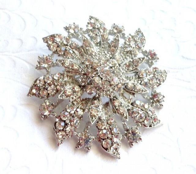 72 Mm Large Rhinestone Brooch Flatback Embellishment Or Pin Clear