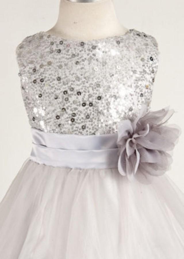 Flower Girl Dress Silver Sequin Flower Girl Dress, Special Occasion