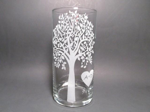 Personalized Unity Candle Etched Glass Vase Floating Candle