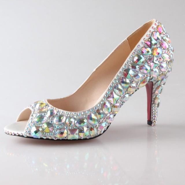 open toe rhinestone shoes