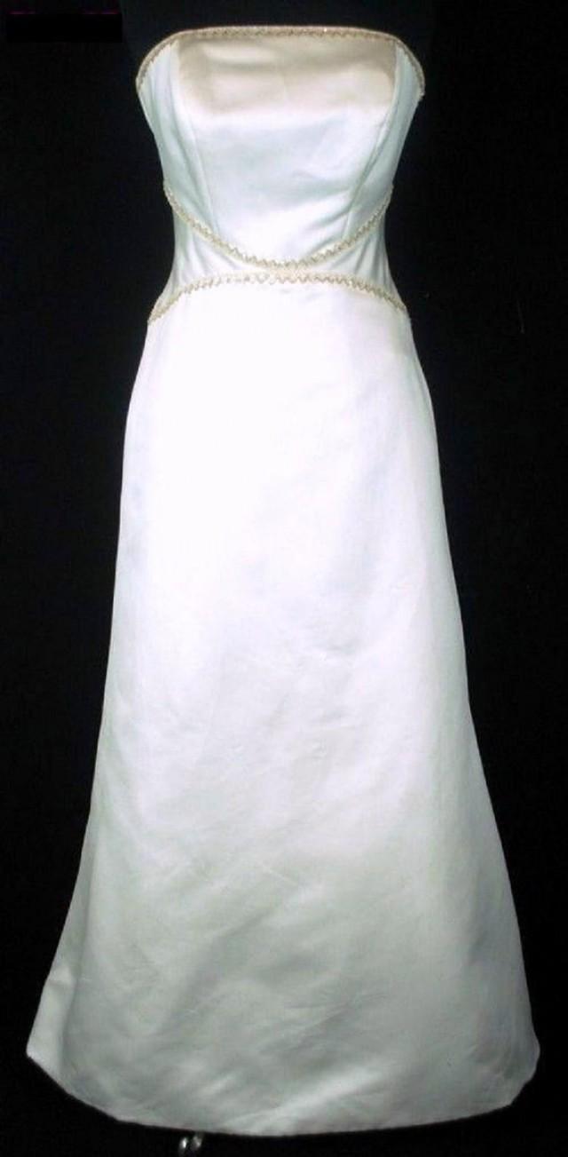 CONTEMPORARY Gold Glass Bugle Bead & Sequin GRECIAN Strapless Ivory