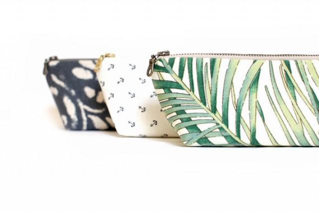 Tropical Print Clutch Personalized Bridesmaids Gifts Zippered