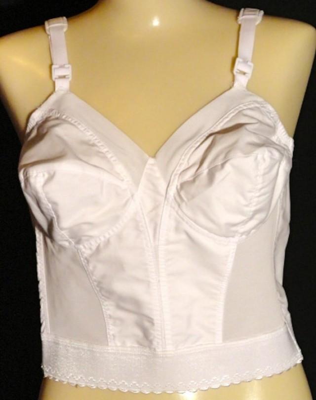 Vintage 1960’s Longline Bra, White Poly Cotton, 38B, NWOT 2333609