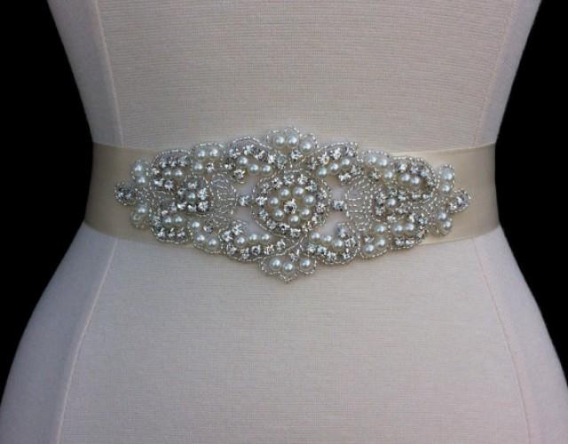 Wedding Sash / Bridal Sash / Rhinestone Wedding Sash / Pearl And Crystal Rhinestone Sash