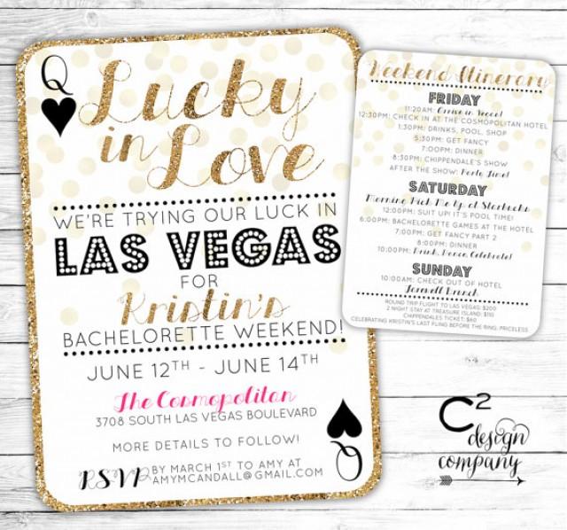 Lucky In Love Las Vegas Bachelorette Invitation With Itinerary 2334323 Weddbook