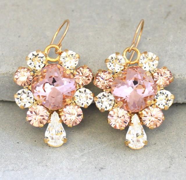 Blush Crystal Bridal Earrings Swarovski Blush Pink Drop Earrings Bridal