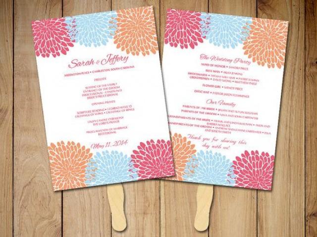 Beach Wedding Program Fan Template Ceremony Program