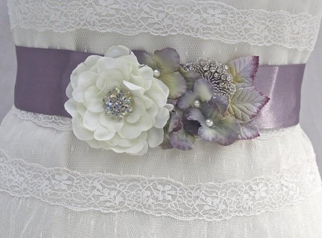 Vintage Inspired Bridal Sash-Wedding Sash In Lavender, Lilac And Ivory