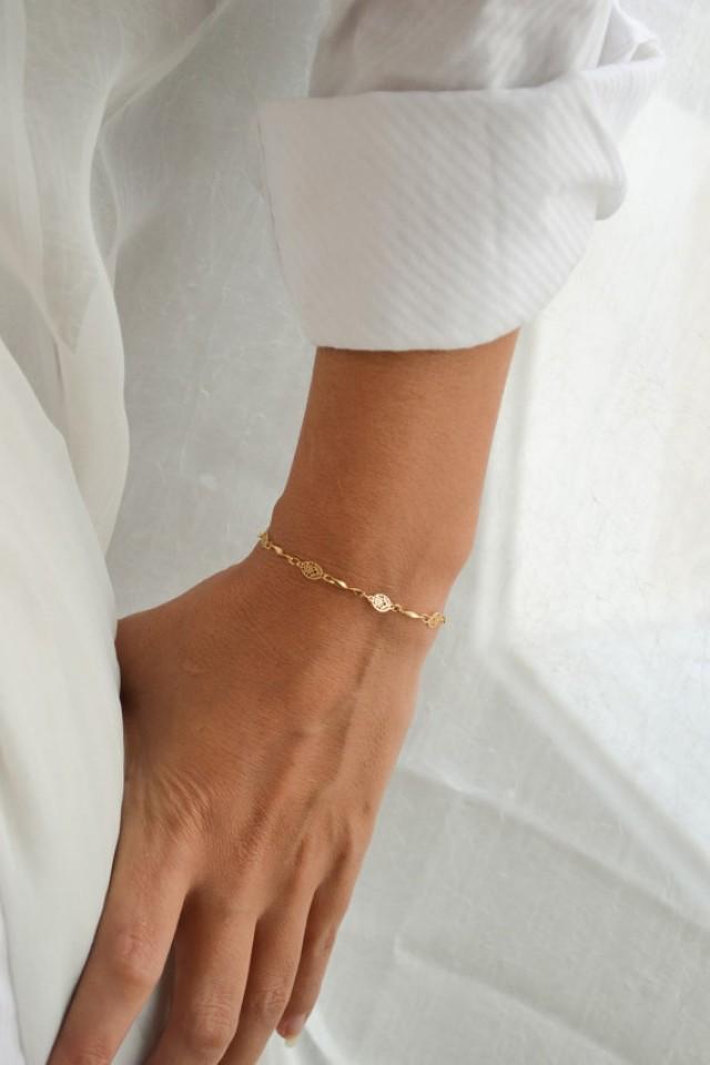 Gold Bracelet, Elegant 24k Gold Plated Chain, Bridesmaids Gifts, Oval