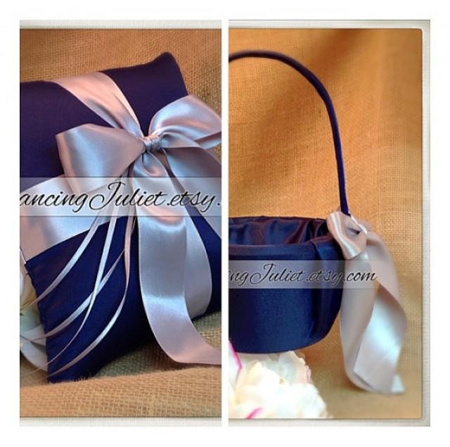 Custom Colors Flower Girl Basket And Romantic Satin Ring Bearer