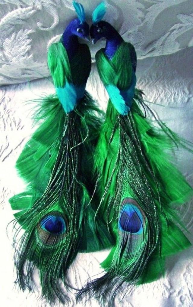 12 Inch Wedding Peacock Decoration Ornament Feather Tree Topper