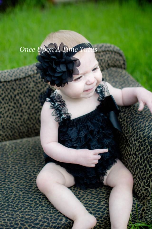 Solid Black Chiffon Dressy Headband Baby Girl Hairbow Photo Prop