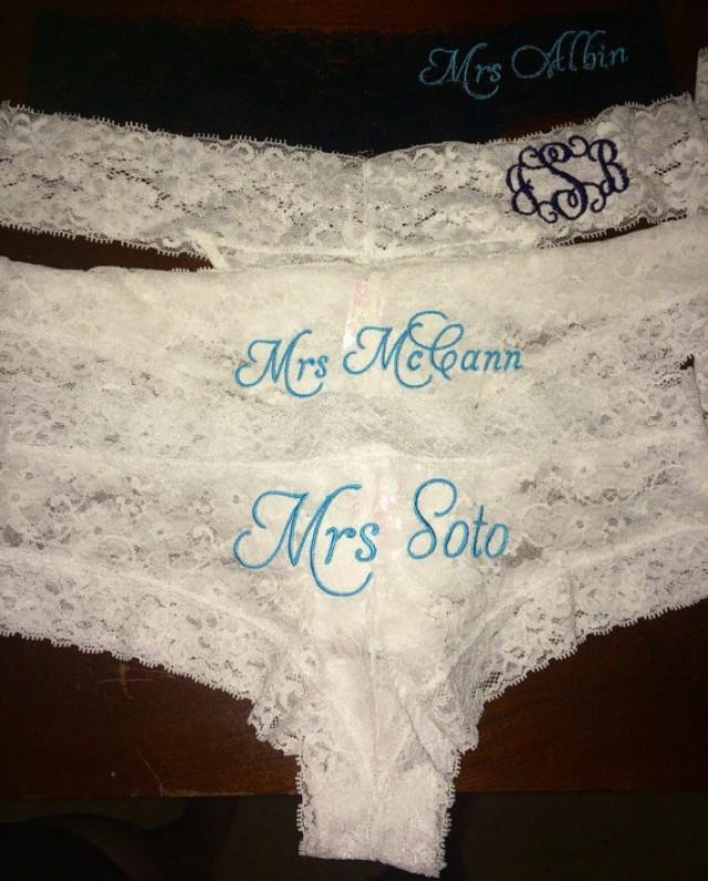 Monogram Bridal Cheeky Underwear; Monogram Wedding Panties