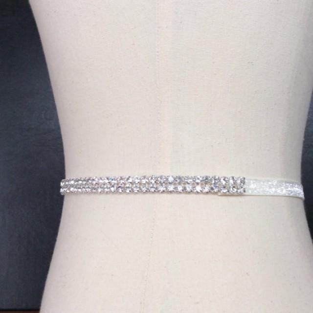 Bridal Belt, Skinny Rhinestone Belt,Thin Bridal Sash, Rhinestone