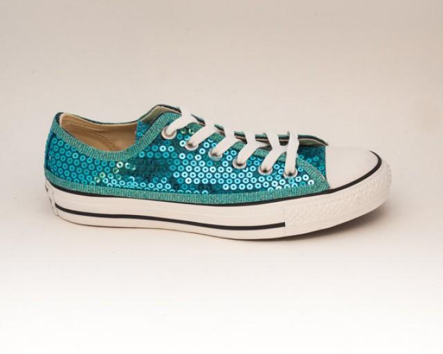 Sequin Sky Blue Canvas Converse Low Top Sneakers Shoes 2337792 Weddbook