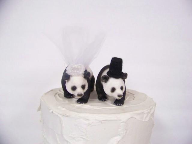 Panda and Bear Wedding Cake Topper