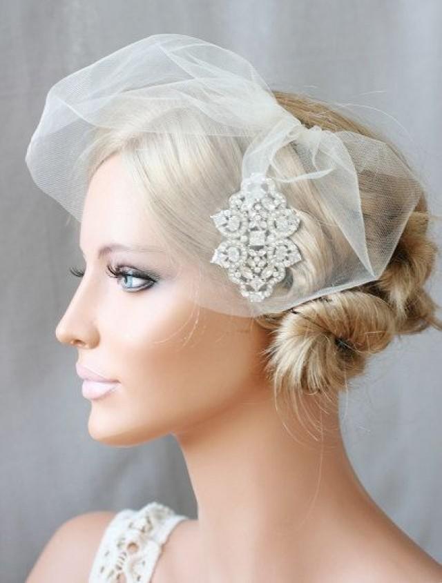 Bridal Mini Veil, Mini Tulle Veil, Birdcage Veil, Blusher, Bridal Tulle