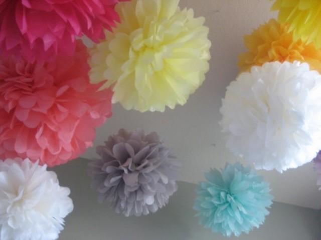 40 Tissue Paper Pom Poms Wedding Reception Decoration Diy Kit