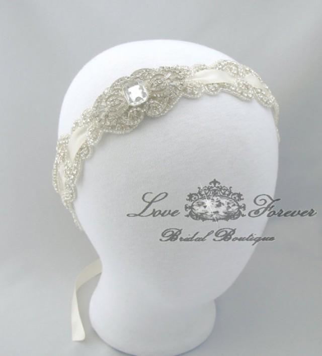 Crystal Rhinestone Headband, Wedding White / Ivory / Champagne / Black