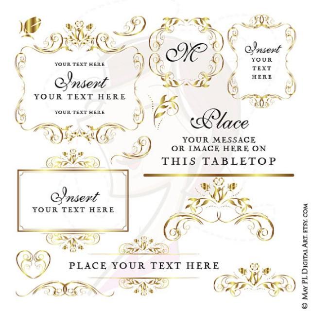 Gold Frame Wedding Digital Clipart Diy Program Invitation Craft