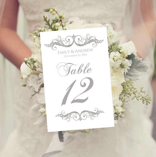 Wedding Table Numbers Template Instant Download Charcoal