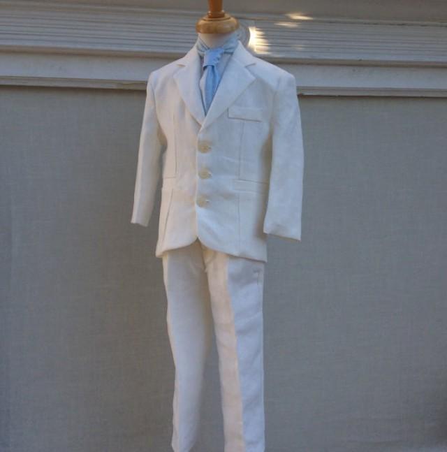 Wedding Ivory Linen Ring Bearer Boy Suit First Communion Suit