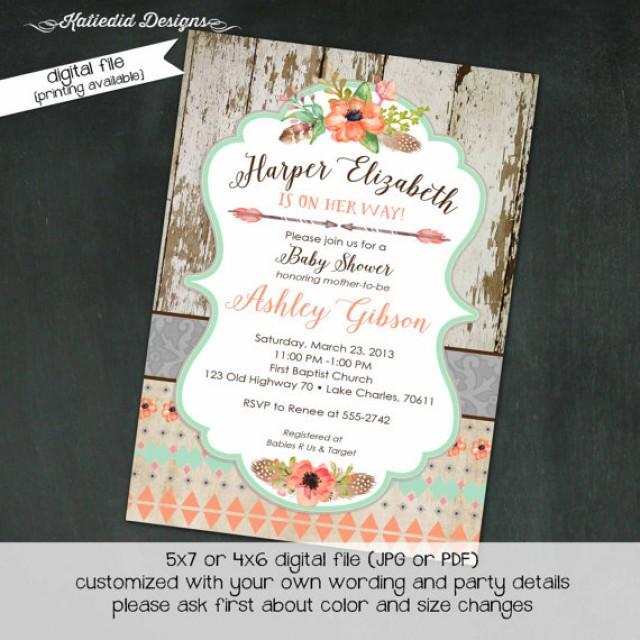 Tribal Baby Shower Invitation Boho Bridal Shower Wedding Arrows