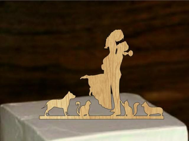 Wedding Silhouette Cake Topper Pet Silhouette Wedding Cake Topper Dog And Cat Bride Groom Cake Topper Rustic Wedding Cake Topper 2339546 Weddbook