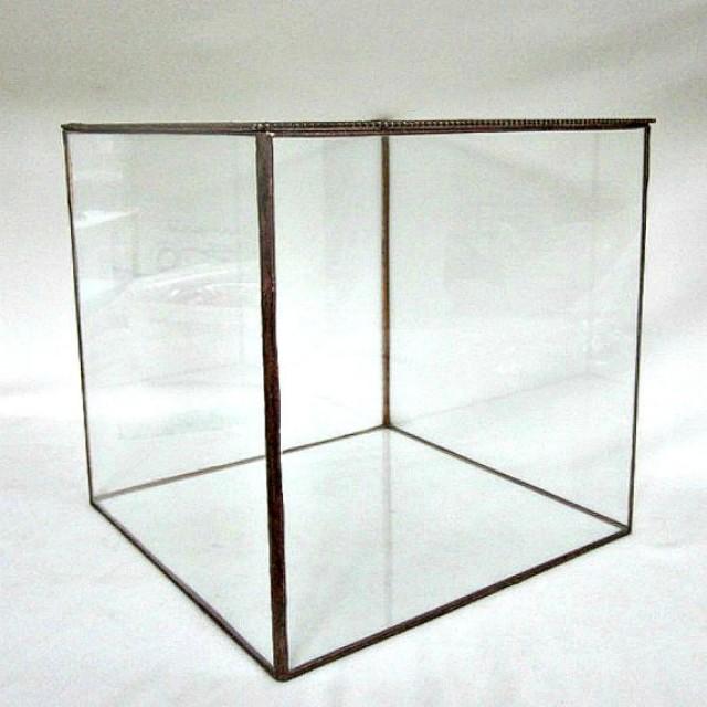 Glass Display Box, Souvenir Display Box, 7" X 7" X 9"Tall, Stained