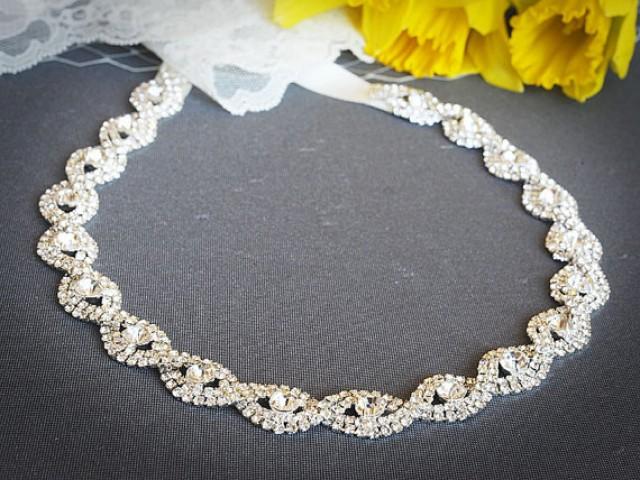 ESME Bridal Crystal Headband Grecian Style Rhinestone Wedding Headband In White Ivory Or 