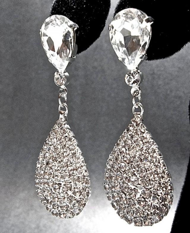 Crystal Rhinestone Teardrop Earrings Luminous Large Teardrops Crystal Rhinestone Teardrop Earrings Luminous Large Teardrops Wedding Statement Brides 2340212 Weddbook