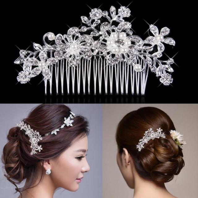 Bridal Hair Comb Wedding Hair Comb Crystal Pearl Silver Wedding