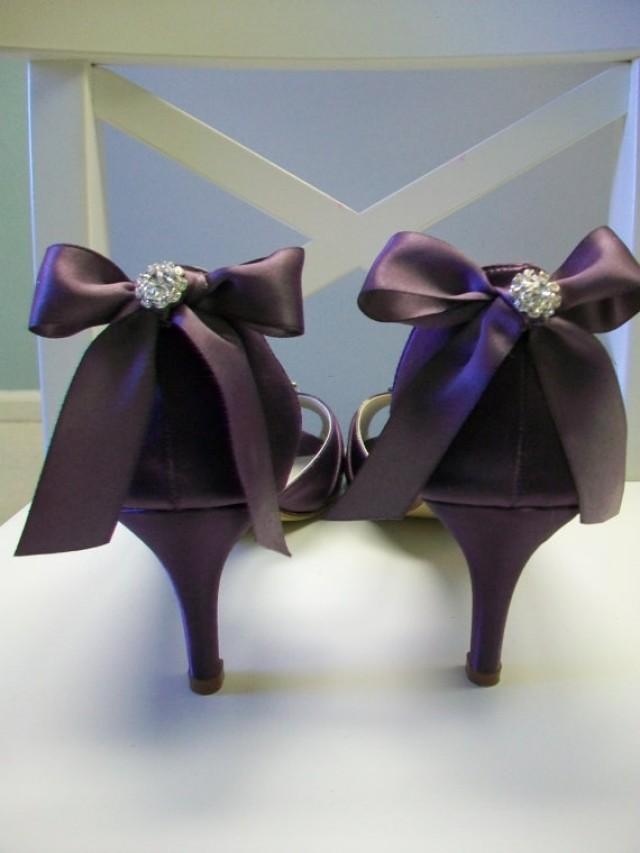 Fashion Handmade Fower High Heel Rhinestone Bridal Shoes Purple