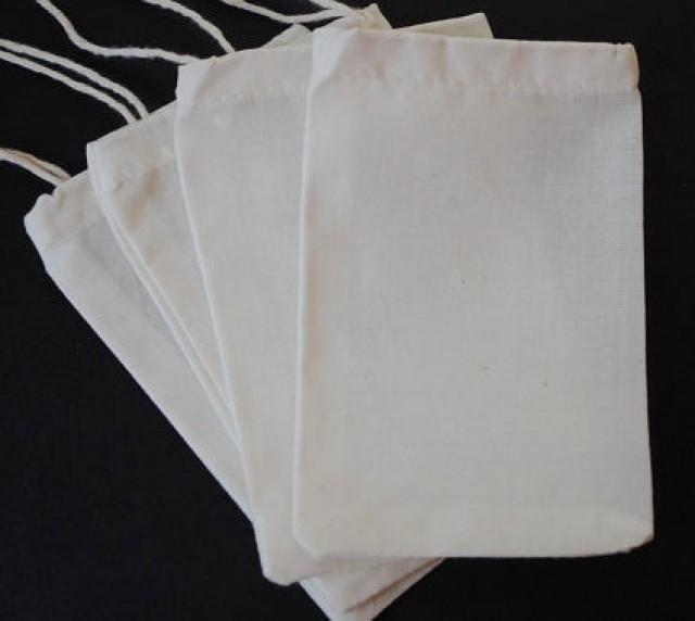 10 Cotton Muslin Bag // 2"x3", 3"x4", 4"x6" // Premium ORGANIC