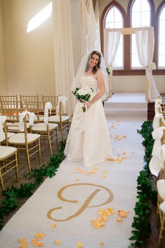 40ft X 4ft Burlap Wedding Aisle Runner With Custom Monogram Initials W