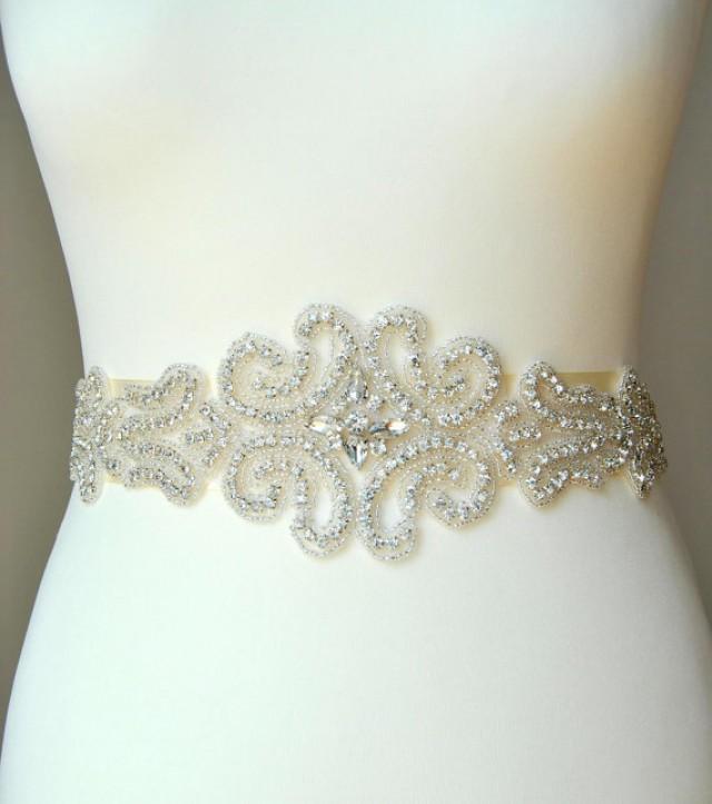 Wedding Dress Sash Belt, Luxury Crystal Bridal Sash, Rhinestone Sash