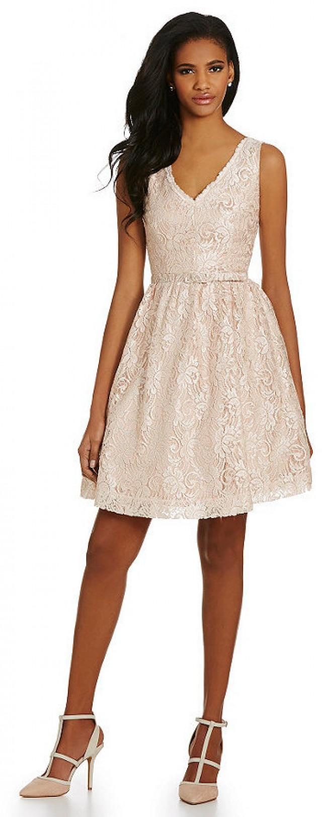 eliza j lace fit and flare dress