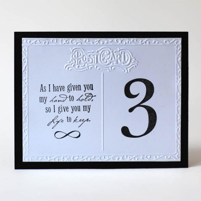 Embossed & Hand Stamped Post Card Wedding Table Numbers 2345234 Weddbook