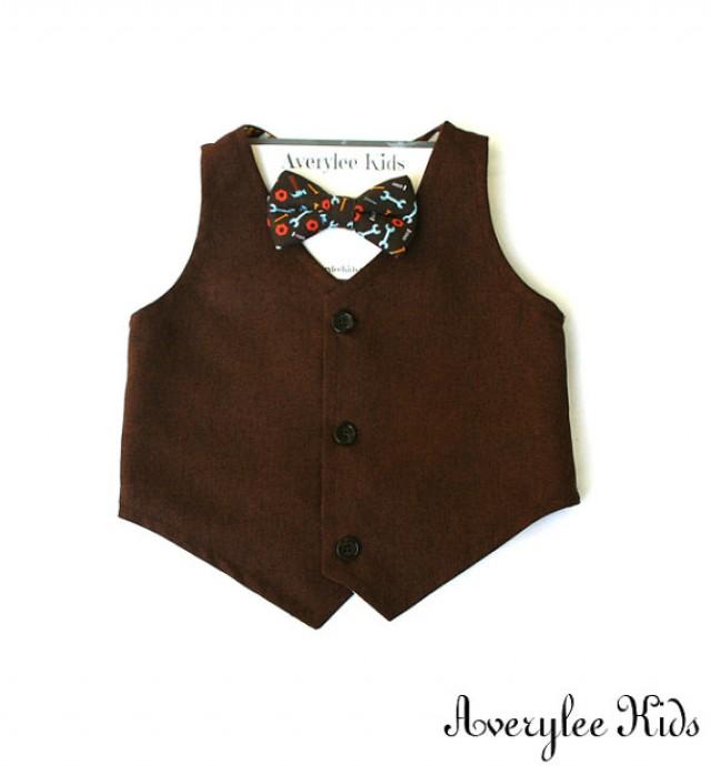 Boys Brown Vest, Infant To Teen, Wedding Ring Bearer, Toddler Vest