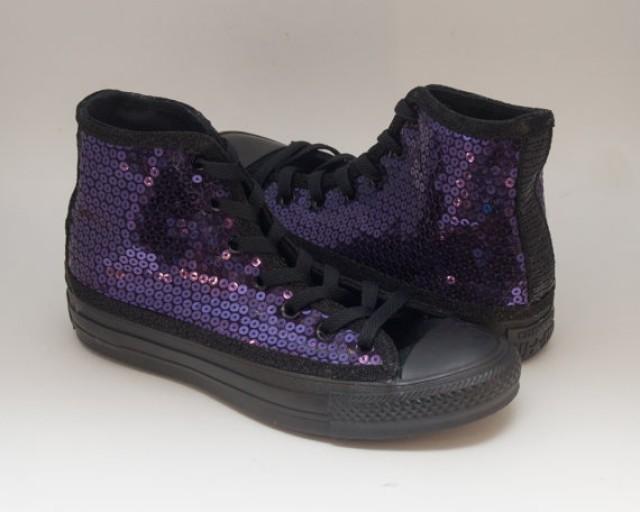 black and purple converse high tops