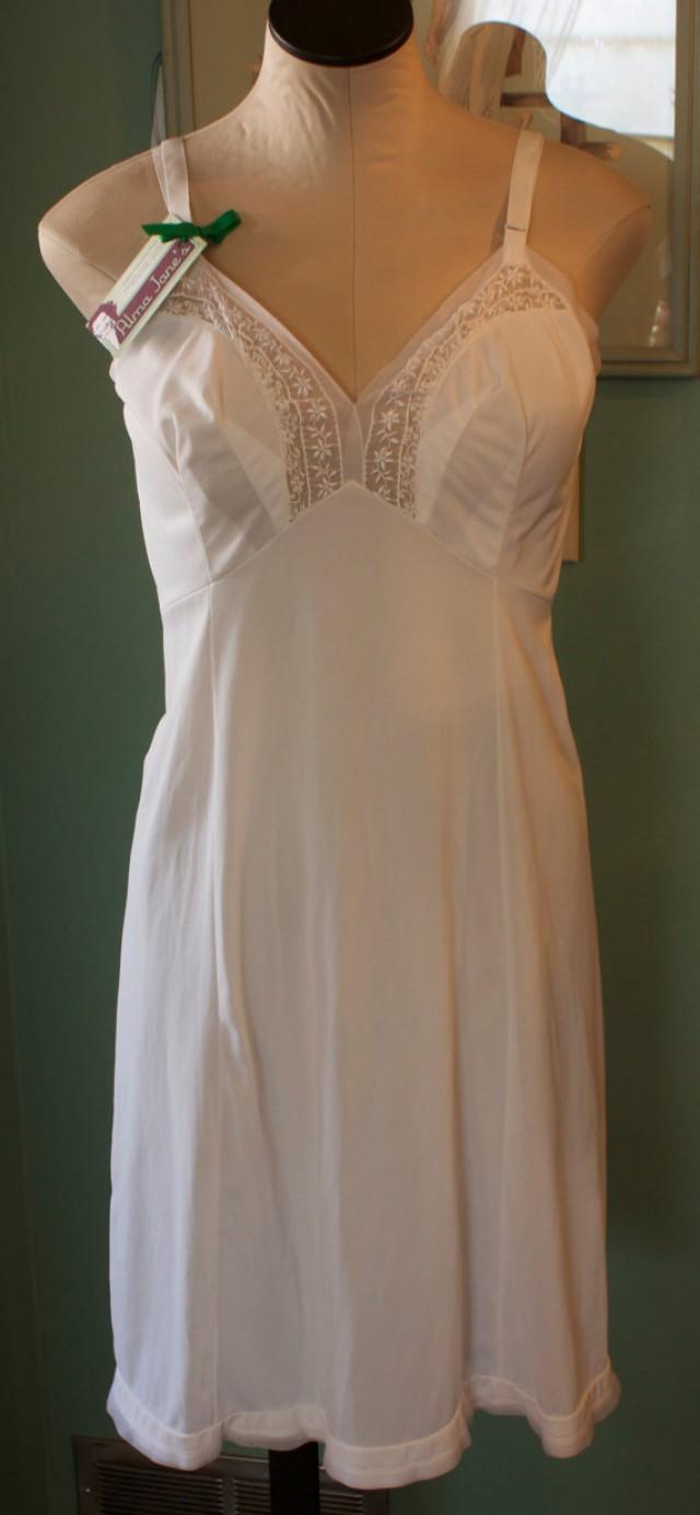 Vintage White Slip By Goddard Artemis Womens Size 38 Average Embroidered White Slips Lacy 5957