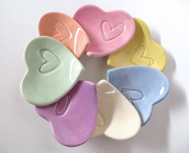 10 Party Favors, Ring Holders, Spring Summer Wedding, Pastel Hearts
