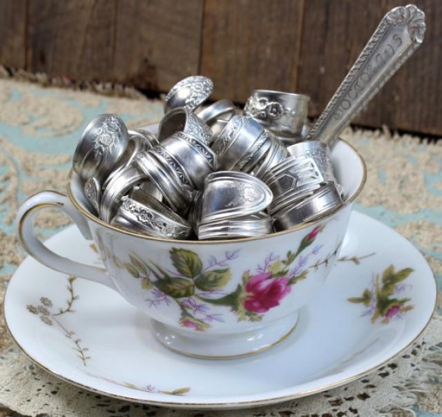 Sterling Silver Plated Spoon Ring Assortment 5 Pieces Made From