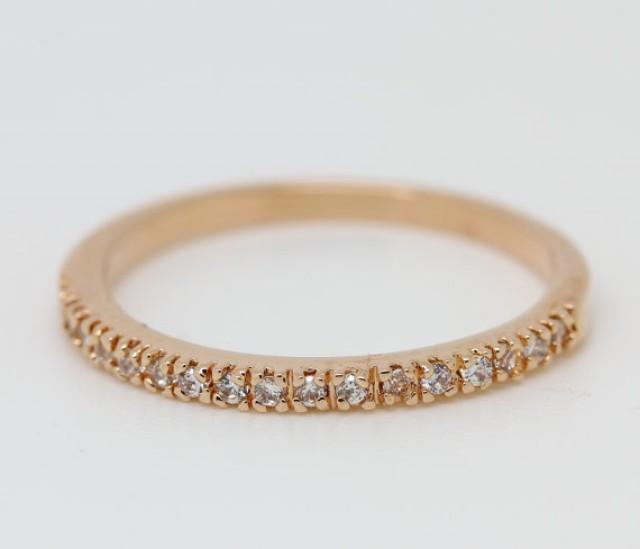 1.2mm Wide 18ct Rose Gold Filled Half Eternity Finger Ring With 