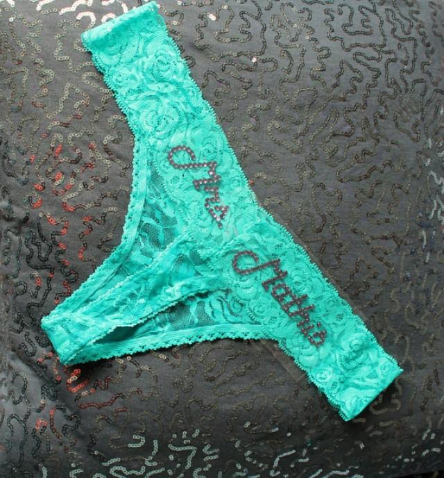 Plus Size Teal Lace Custom Bridal Panties Thong Bridal Lingerie