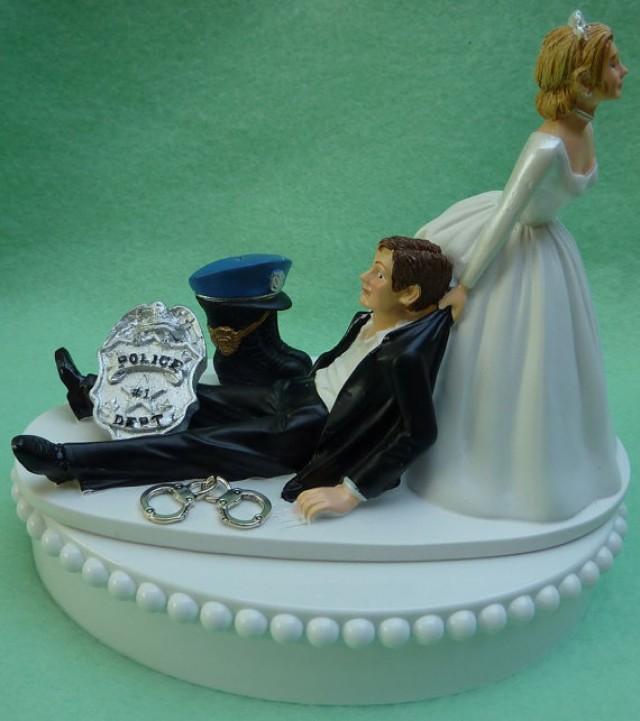 Wedding Cake Topper Policeman Boot Cap Hat Badge Handcuffs Police